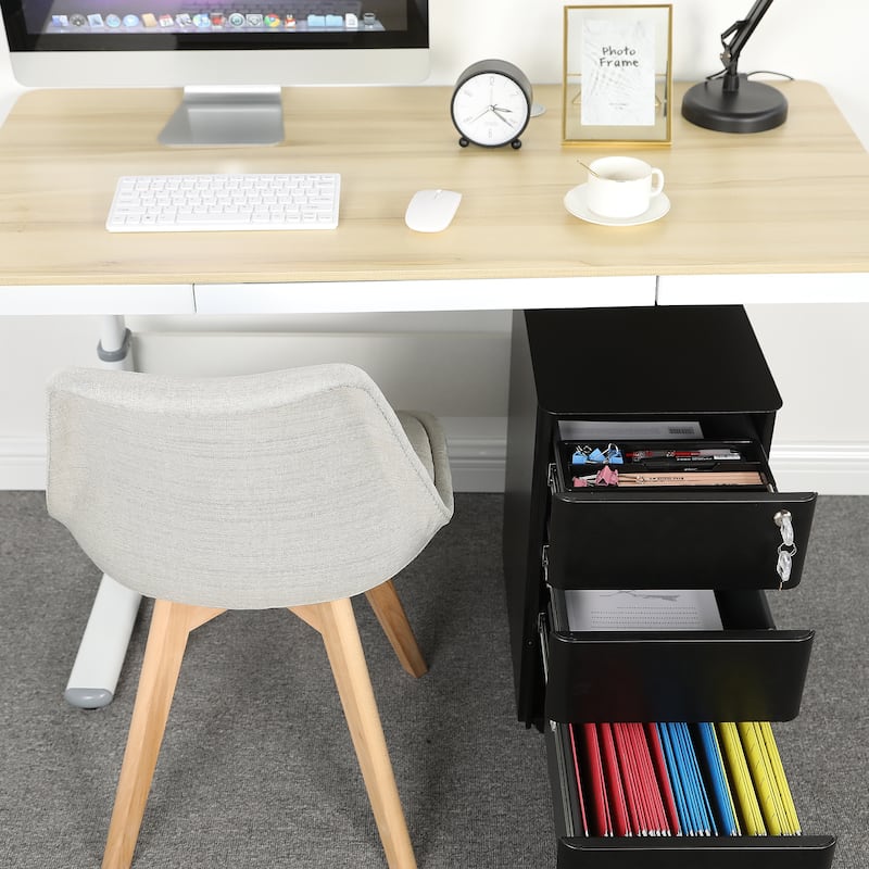 Modern 3-Drawer Mobile Steel File Cabinet
