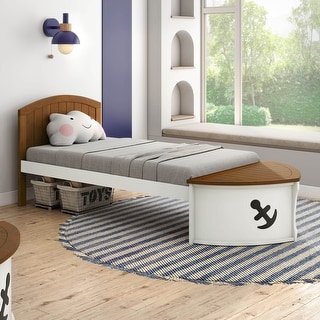 Furniture of America Trunite Nautical Twin-size Wood Captain Platform Bed with Footboard Storage