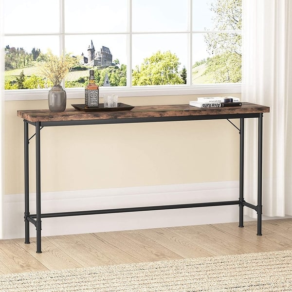 Tribesigns Narrow Console Table Extra Long Industrial Sofa Table Hallway Table For Entryway Overstock 32649149 Long and narrow, this handsome elm console table has clean straight lines balanced with 7 drawers creating a functional and appealing aesthetic fit for any modern home. tribesigns narrow console table extra