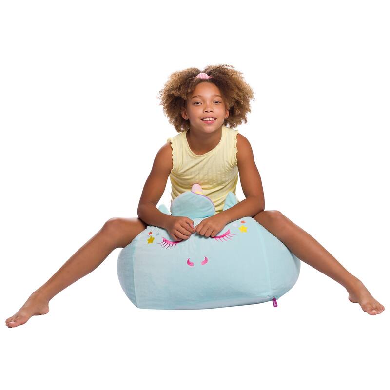 Stuffed Animal Storage Bean Bag Chair Cover only for Kids, Toy Holder