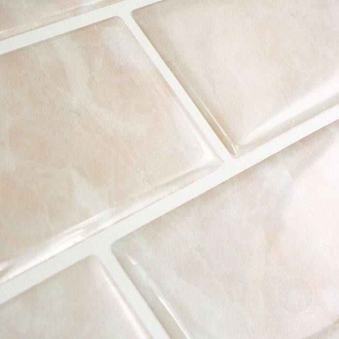 Smart Tiles Self Adhesive Wall Tiles - Subway Sora - 4 Sheets of 10.95'' x 9.70'' Kitchen and Bathroom Stick on Tiles