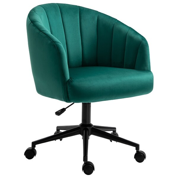 HOMCOM Retro Upholstered Height Adjustable Swivel Mid Back Chair