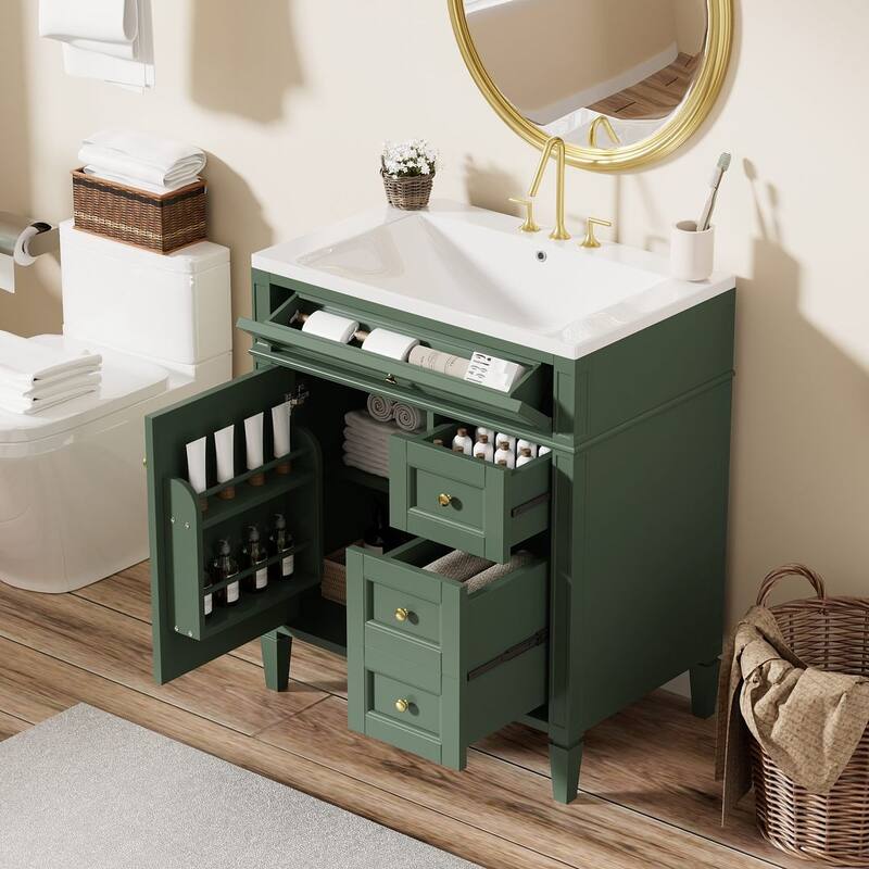 30'' Bathroom Vanity with Top Sink Set, Sink Bathroom Vanity