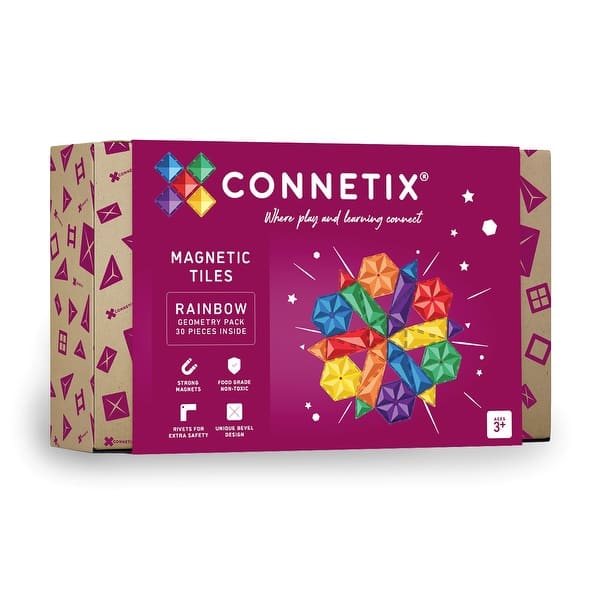 slide 2 of 10, Connetix Magnetic Tiles Rainbow Geometry Pack, 30 Pieces Rainbow - Kids