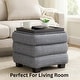 preview thumbnail 27 of 32, Modern Cube Ottoman with Tray Top and Hidden Storage Linen Seat