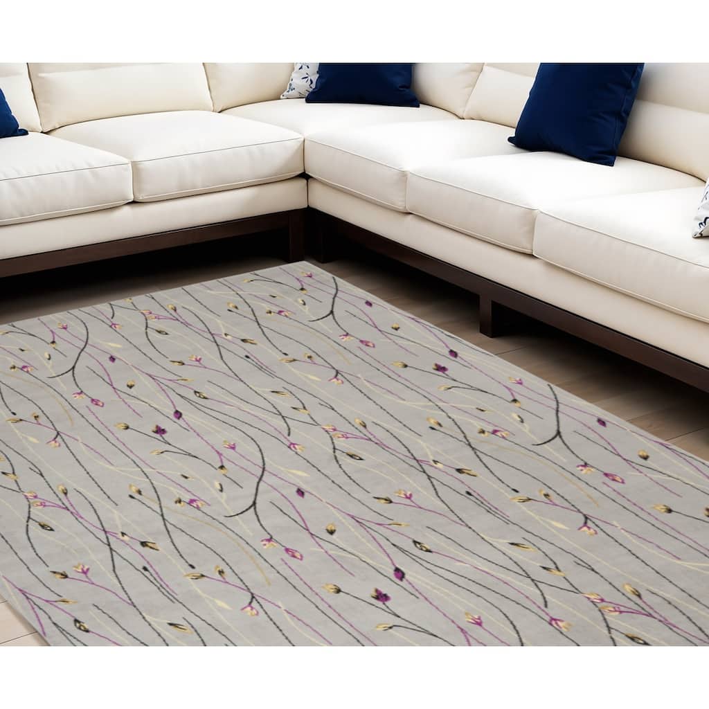 Power Loomed Floral Durable Area Rug - 144' X '102' X '0.5