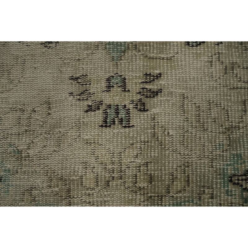Hand Knotted Oriental 100% Wool Carpet Transitional Floral Green Anatolian Area Rug - 9' 5'' X 5' 6''
