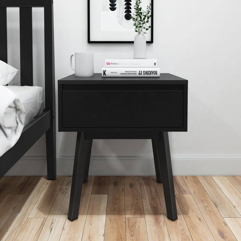 Plank and Beam Scandinavian Nightstand with 1 Drawer - Set of 2