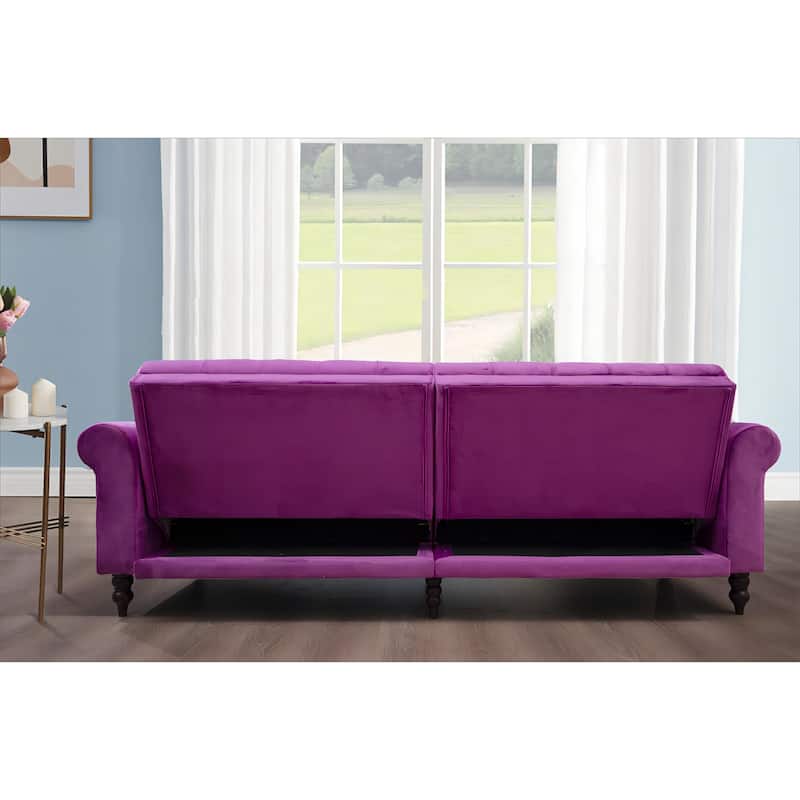 87.8'' Convertible Velvet Sofa Bed Sleeper Futon