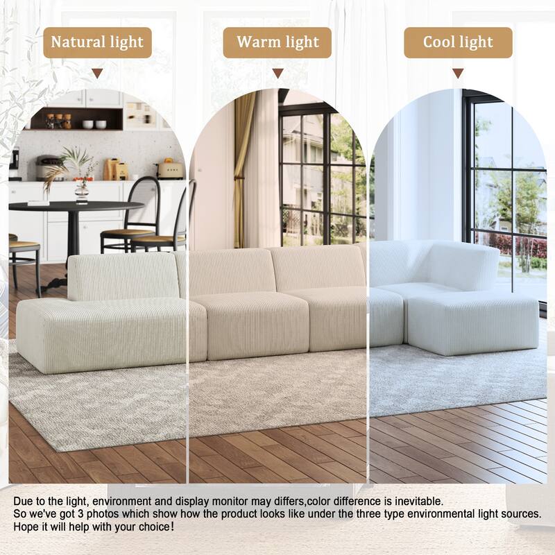 Oversized Corduroy Modular Sectional Fabric Sofa Set