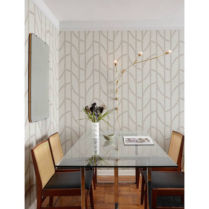 A-Street Prints Harlow Champagne Curved Contours Wallpaper