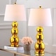 preview thumbnail 2 of 6, SAFAVIEH Lighting 28-inch Jayne Three Sphere Glass Gold Table Lamp (Set of 2) - 14"x14"x26.5"
