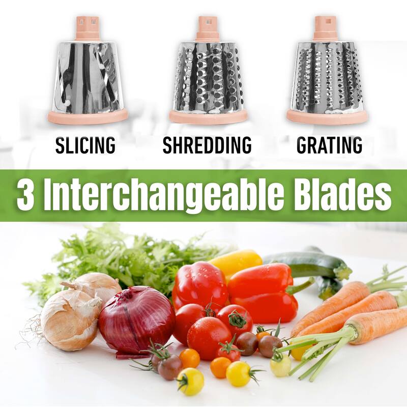 NutriSlicer Vegetable Slicer Cheese Grater Potato Slicer Salad Chopper with Suction Base