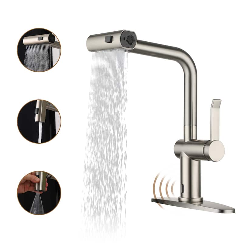 Single Handle Pull Down Sprayer Kitchen Faucet with Motion Sense Wave, Power Boost