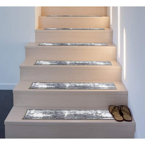 World Rug Gallery Distressed Contemporary Bohemian Non-Slip Stair Treads