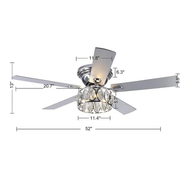 dimension image slide 0 of 2, 52" Low Profile Ceiling Fan with Light and Remote(5-blade)