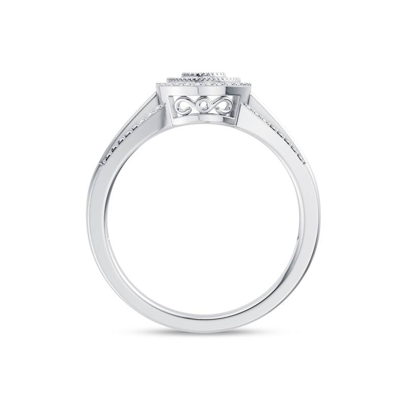 1/6ct TDW Diamond Cluster Halo Engagement Ring in 10K White Gold for Women