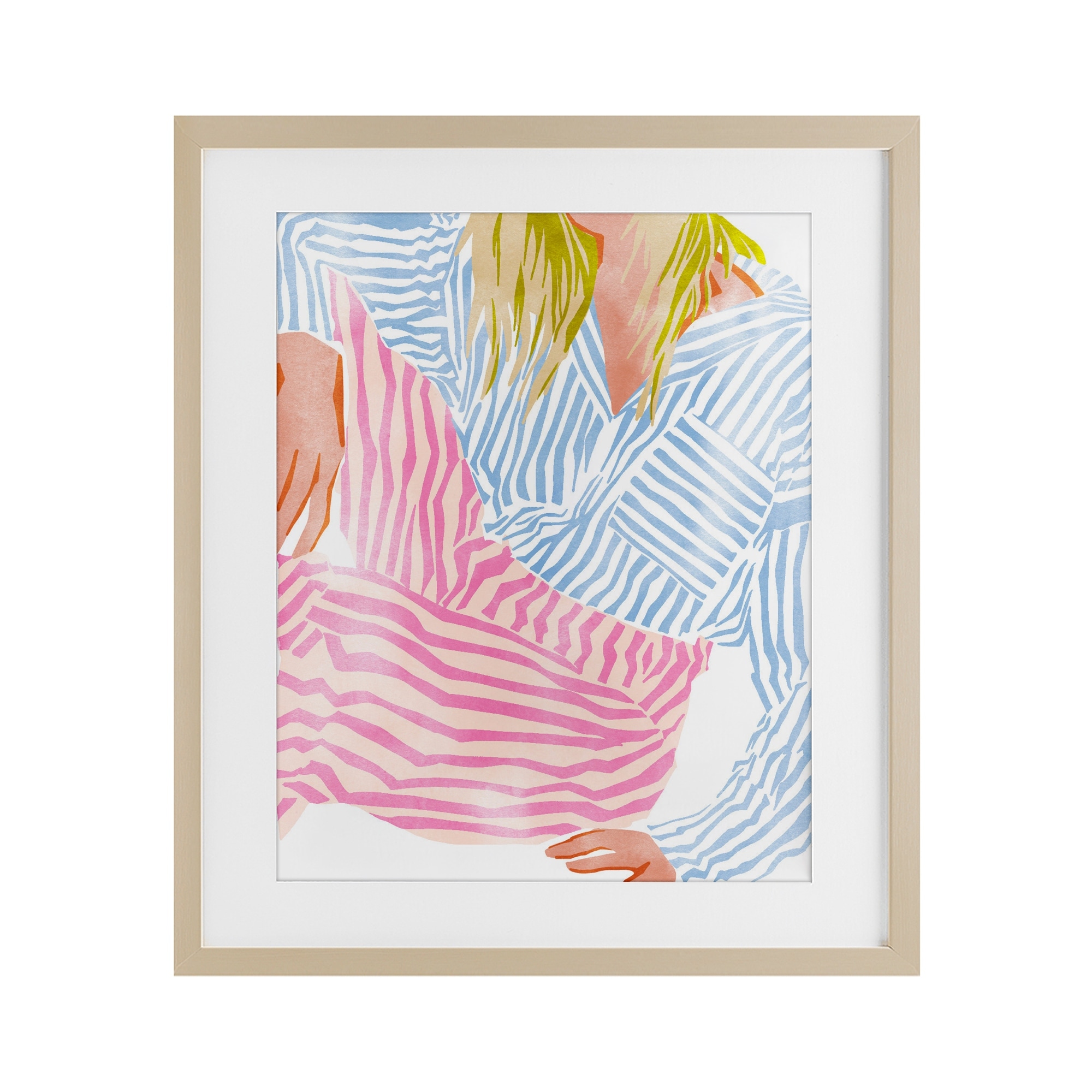 Stupell Female in Pastel Stripes Under Glass Framed Design By Ziwei Li