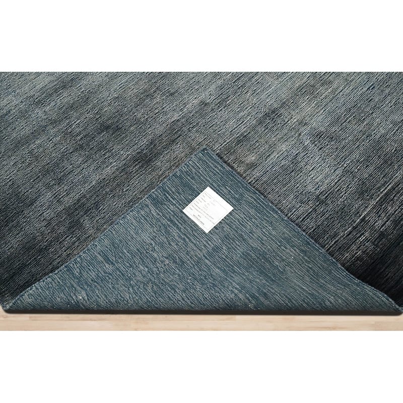 Hand Knotted Textured Blue,Gray Tibetan Wool Modern Oriental Area Rug - 6' 6'' x 9' 7''