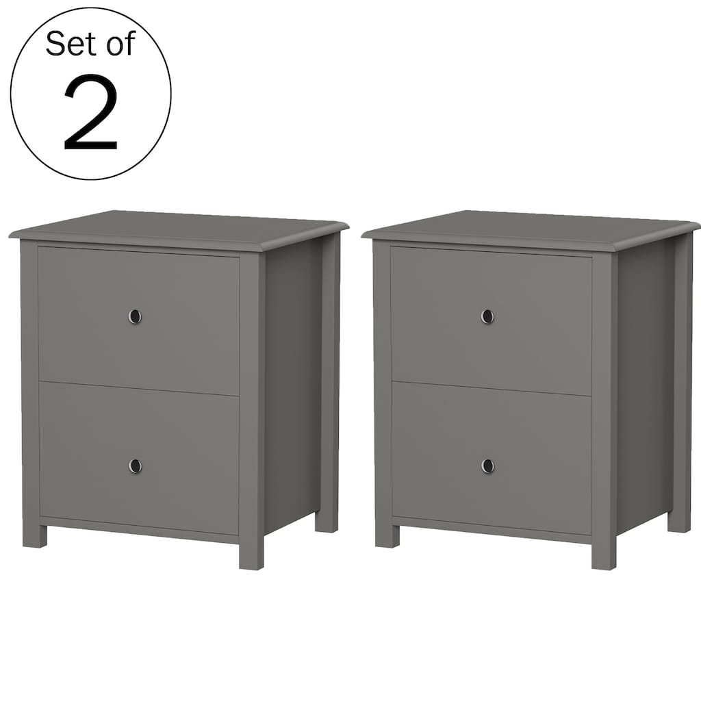Lavish Home Set of 2 End Tables with Drawers, Gray