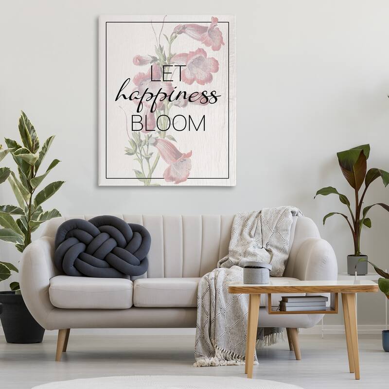 Stupell Vintage Let Happiness Bloom Canvas Wall Art Design By Lil' Rue