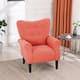EROMMY Wing back Arm Chair, Upholstered Fabric High Back Chair with Wood Legs - Orange
