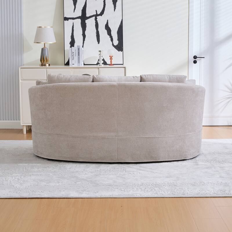 73.82" Modern Plush Chenille Wide Curved Sofa with Pillows