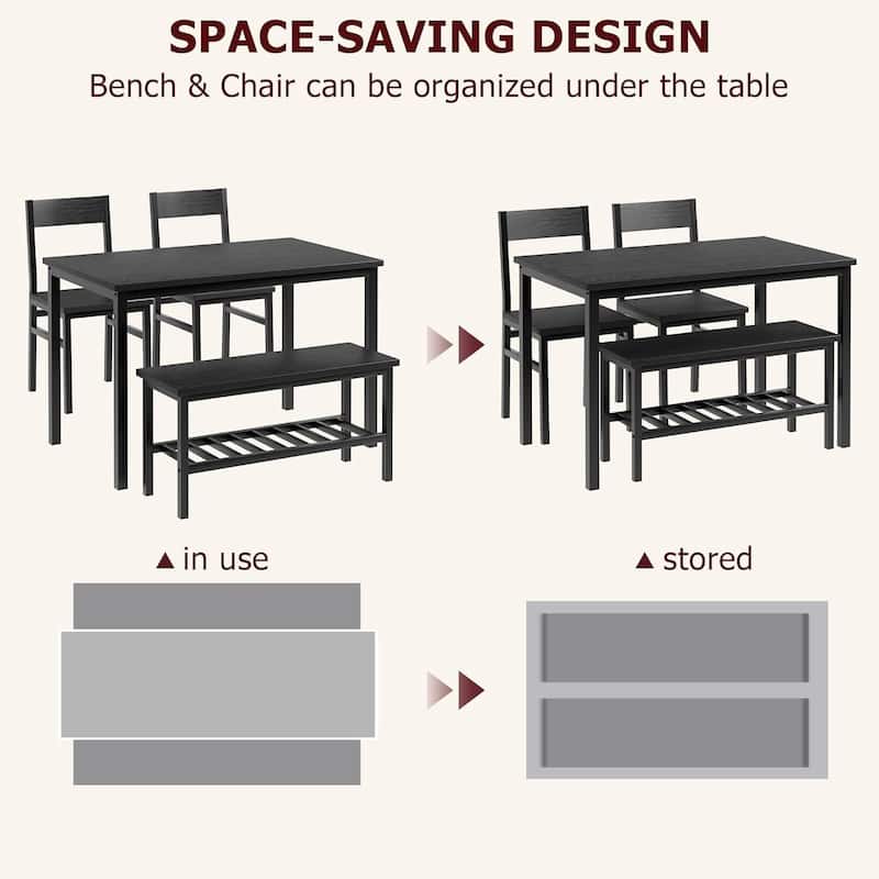 Dining Table Set for 4, with 1 Bench and 2 Chair