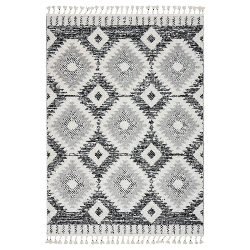 Luxe Weavers Moroccan Geometric Diamond Area Rug, Indoor Carpet with Fringes