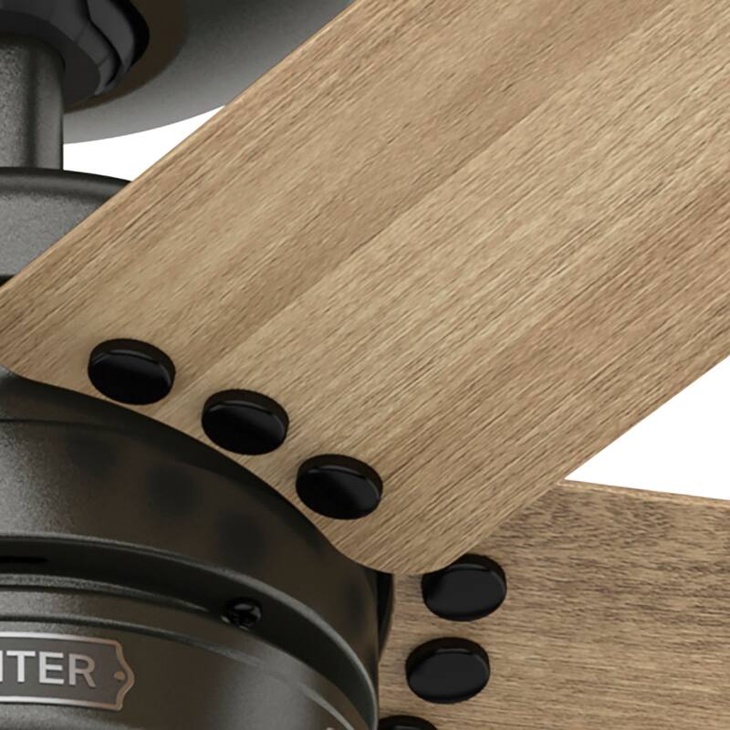 Hunter 52" Burton Outdoor Ceiling Fan and Wall Control - Farmhouse, Industrial, Transitional - Damp Rated - Exclusive SureSpeed!
