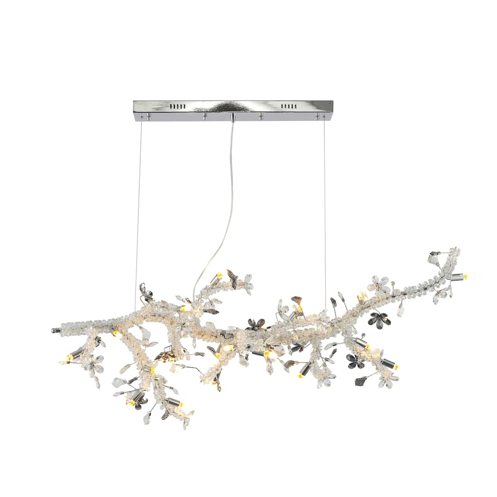 20-Light Chrome Chandelier With Clear And Smoke Crystals