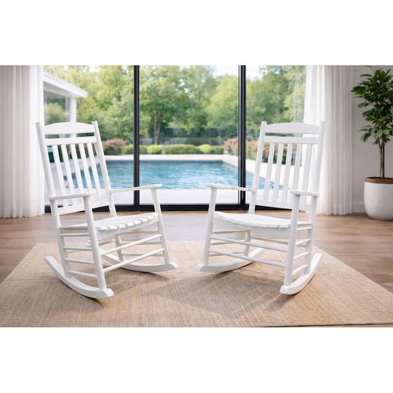 Fratelli White Rocker Poplar Wood Outdoor Rocking Chair