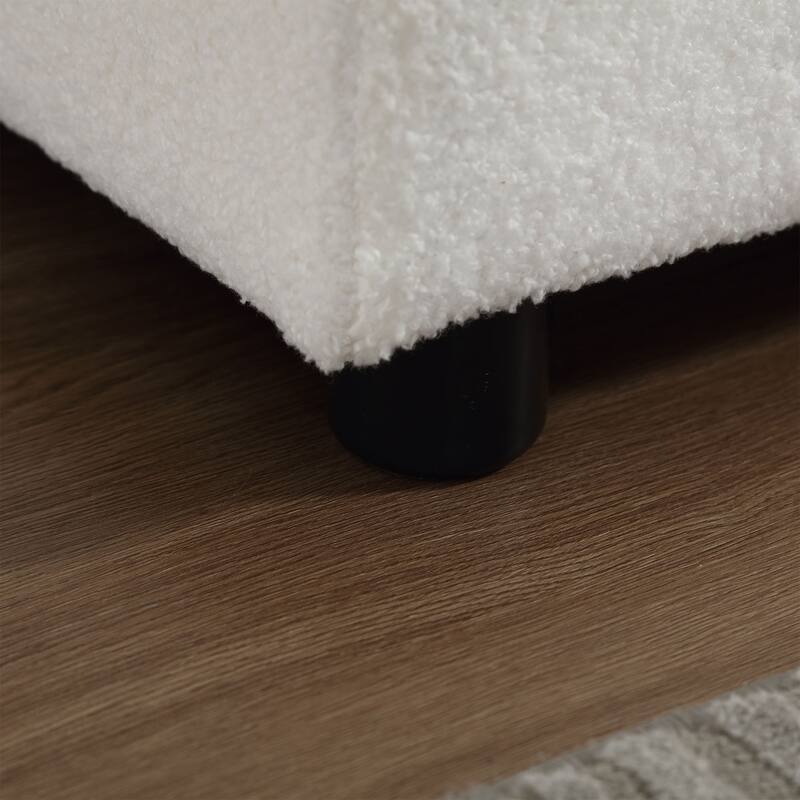 White 96.46'' Fabric Sofa with Comfy Padded Design and Plastic Feet