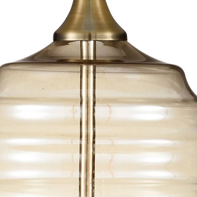 23" Contemporary Bedside Table Lamp with Empire Linen Shade and Glass Base Rotary Switch Plug-In - 22.5"H x 15"W x 15"D