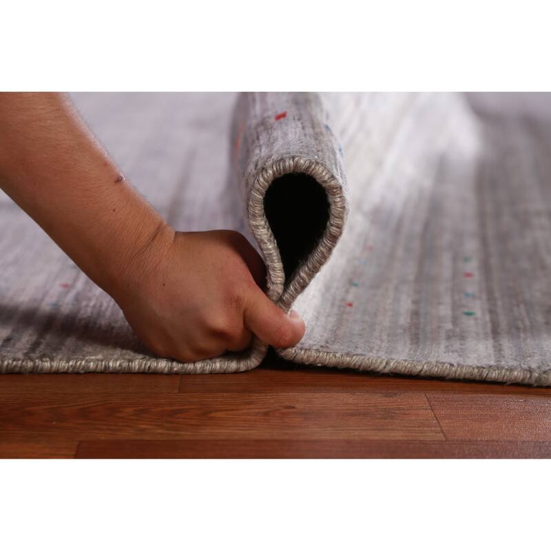 Hand Knotted Oriental 100% Wool Carpet Tribal Tribal Greys & Charcoal Gabbeh Area Rug - 9' 11'' X 7' 9''