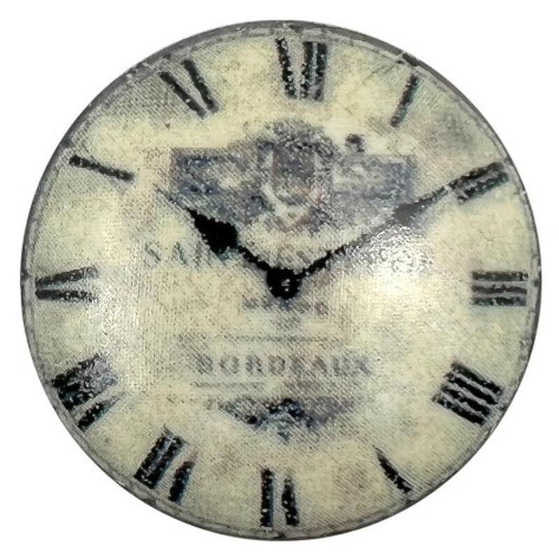 HomeRoots Set of Six Black And White Clock Face Ceramic Drawer Pull Knobs - 1.50 in. x 1.00 in. x 1.50 in.