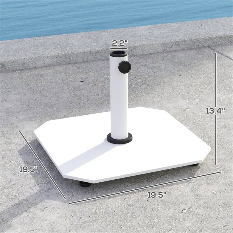 White Metal Umbrella Base for Outdoor Patio Garden Deck Pool Stands Up to 8.2 Foot Umbrellas - 19.5" L x 19.5" W x 13.4" H