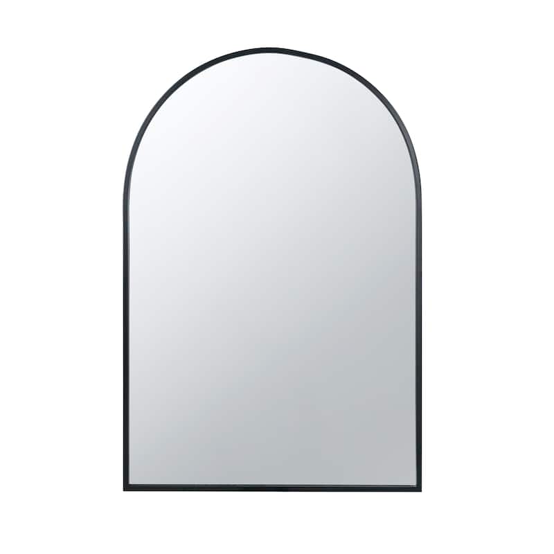 Black Arched Mirror with Metal Frame