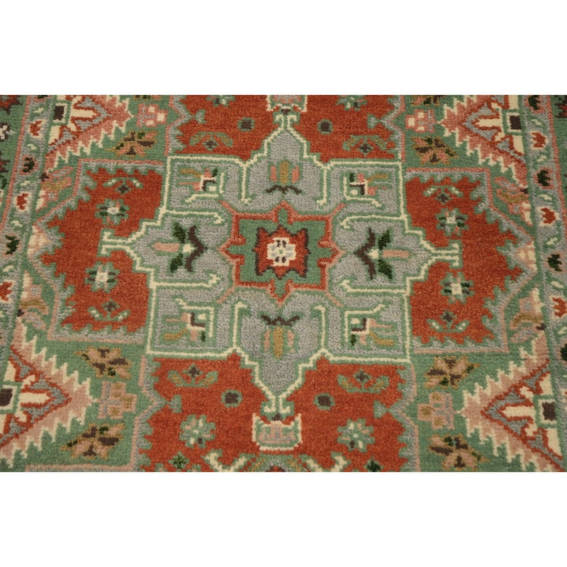 Hand Knotted Oriental 100% Wool Carpet Traditional Geometric Oranges & Rust Kazak Area Rug - 6' 1'' X 3' 10''