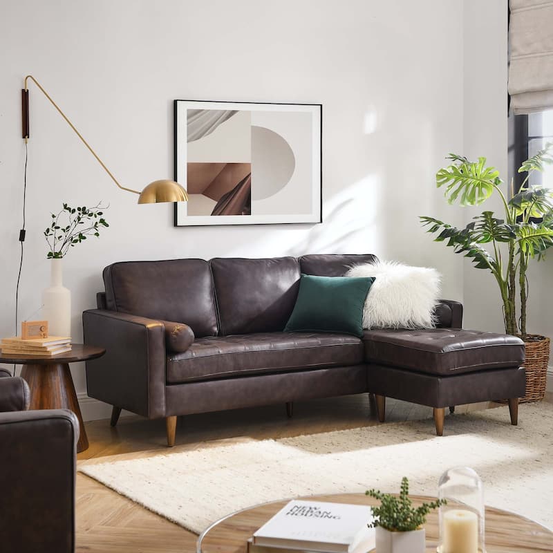 Valour 78" Leather Apartment Sectional Sofa