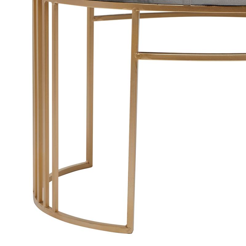 Metal Bench with Velvet Seat - Black, Gray or Gold- Roche River Decor