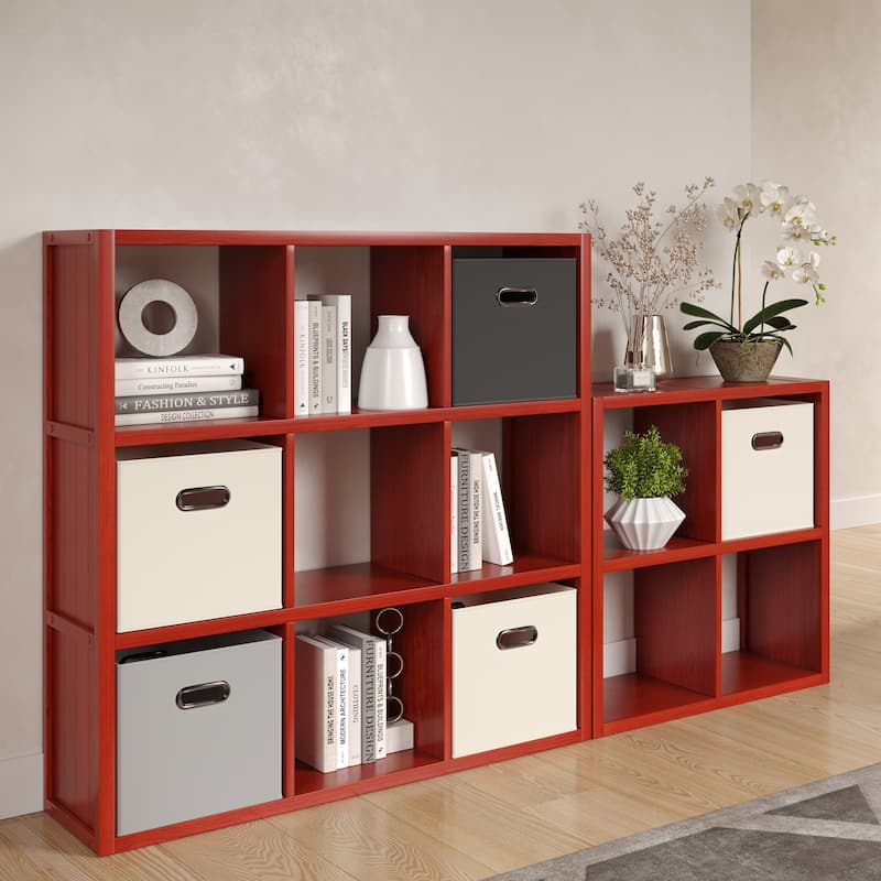 John Louis Home Solid Wood 9 Cube Storage Organizer Red Mahogany