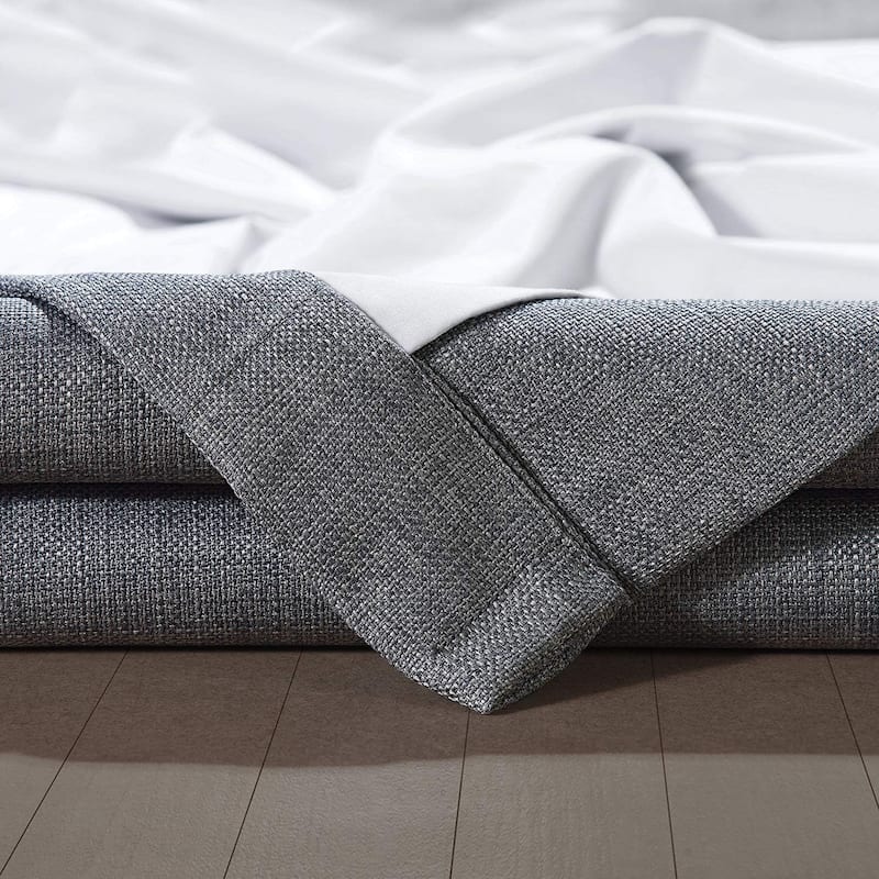 Exclusive Fabrics Faux Linen 100% Blackout Curtains Heat and Light Blocking - (1 Panel)