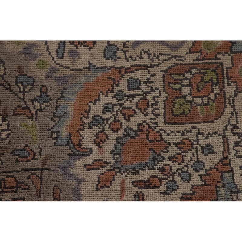 Gray Floral Tabriz Persian Vintage Area Rug Handmade Wool Carpet - 6'7" x 9'10"