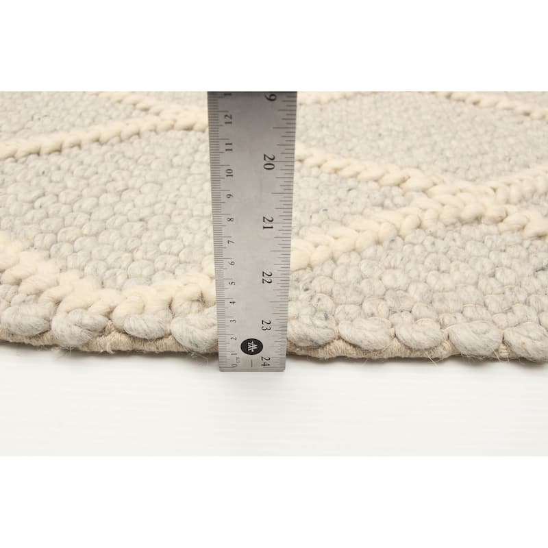 ECARPETGALLERY Braid weave Sienna Grey Wool Rug - 5'0 x 7'9