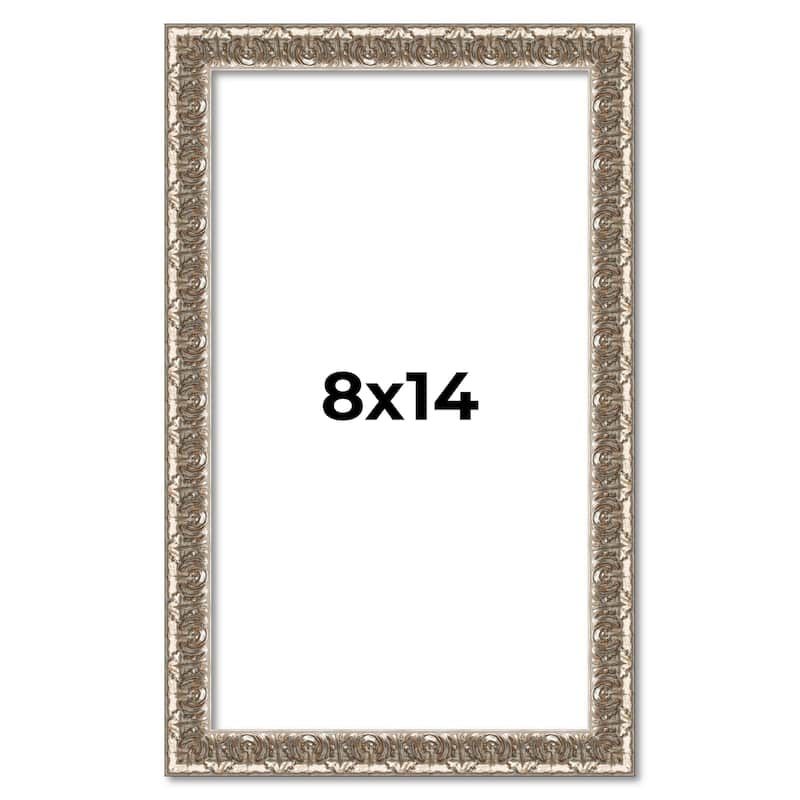 8x14 Frame Silver Versailles Ornate Solid Wood Picture Frame | 1 Inch