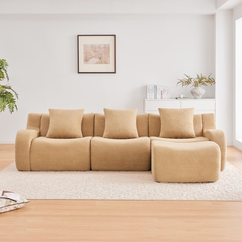 GDF Studio - Fairford 3-Seat Modular Sofa With Curved Armrests & Non-Slip Base