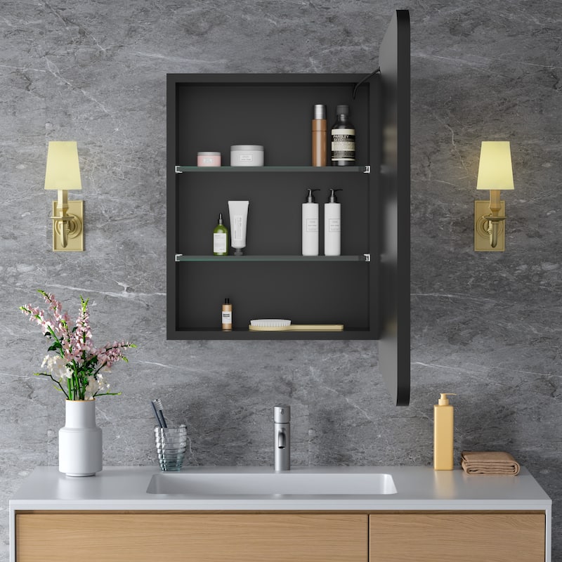 Aris Recessed/Surface Mount Bathroom Medicine Cabinet with Mirror and Lights, Dimmable, Color Adjustable, and Fast Defogging