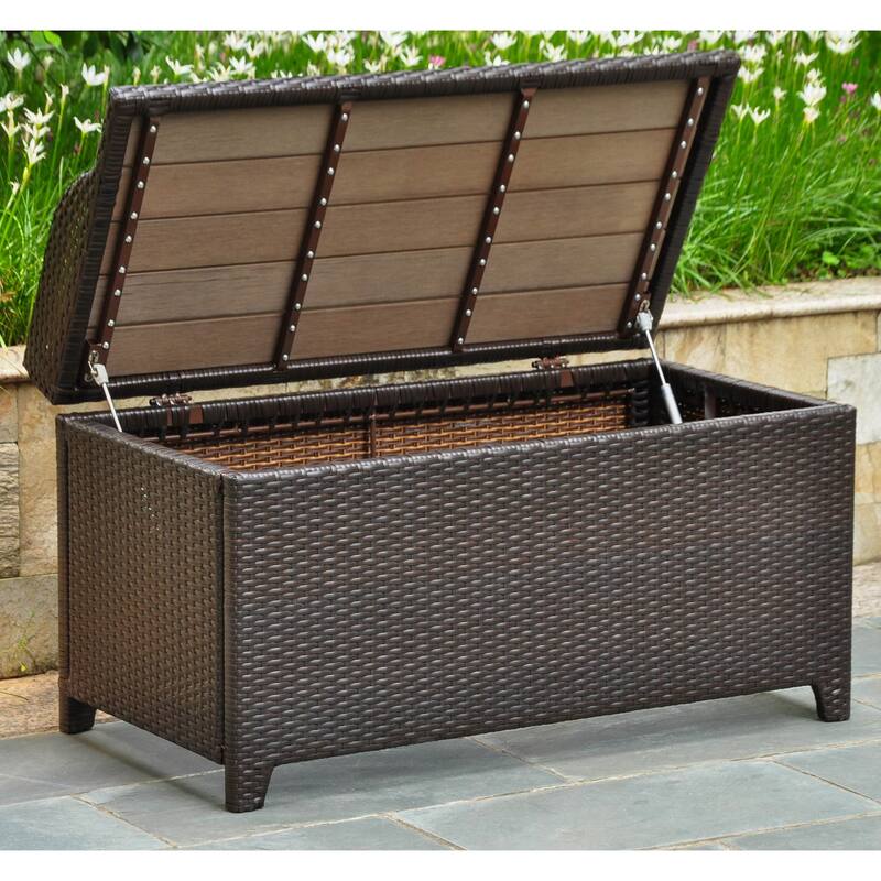Barcelona Resin Wicker/Aluminum Outdoor Storage Bench