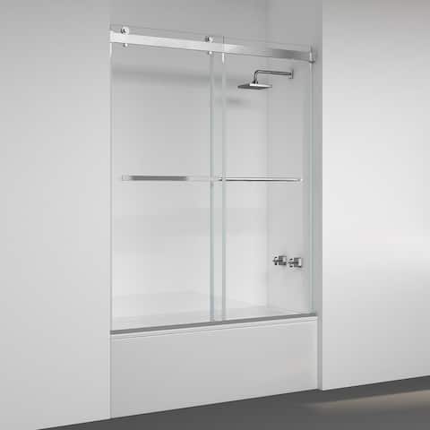 Spezia 60" W x 58" H Sliding Frameless Tub Door in Brushed Nickel - 60" W x 58" H